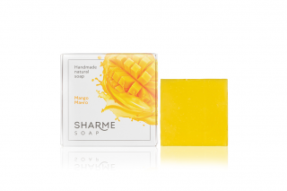 סבון מוצק טבעי העשוי בעבודת יד עם ריח מנגו SHARME SOAP, שמונים גרם